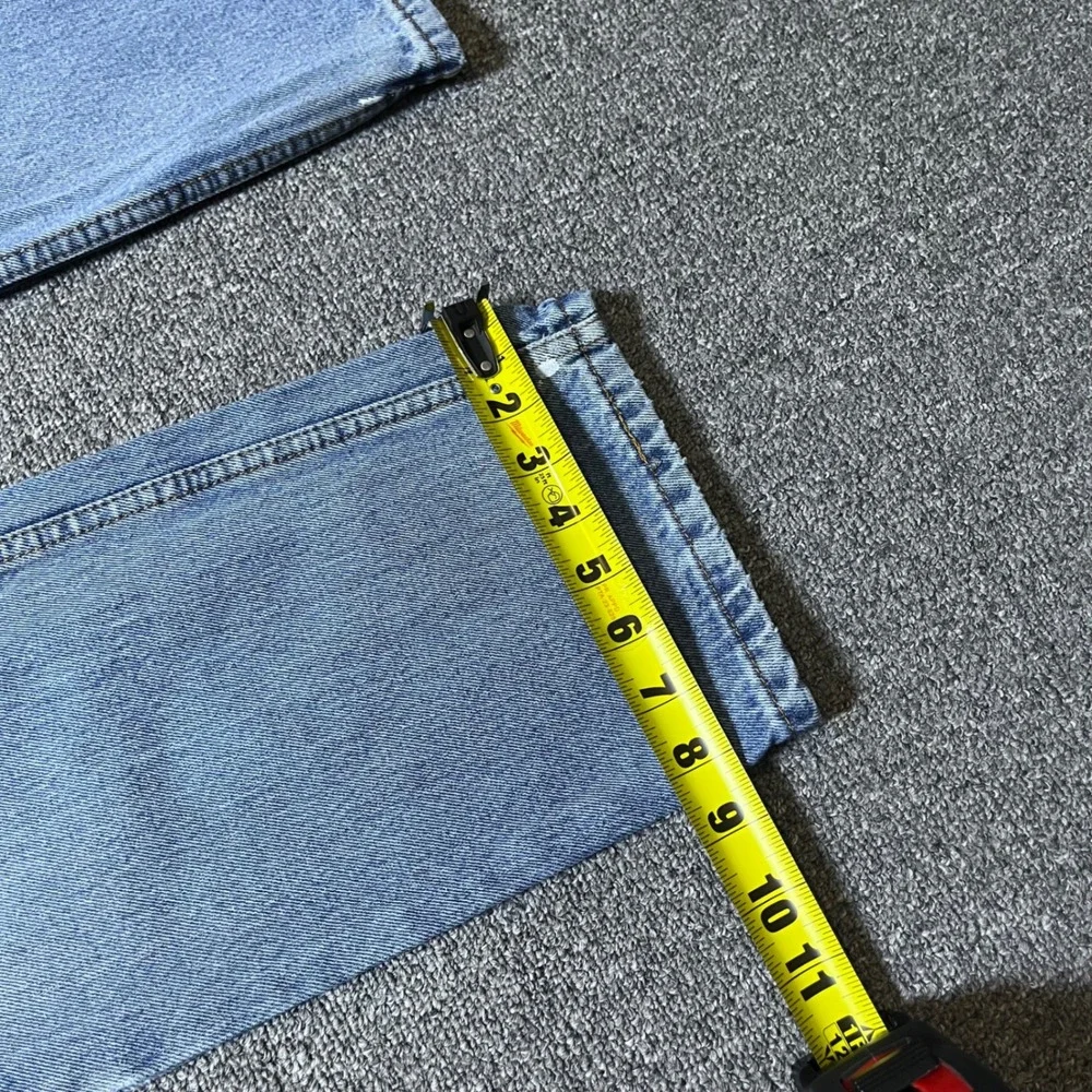 Levis 516 Straight Leg Jeans 33x34 Blue Distressed Paint Splatter Grunge